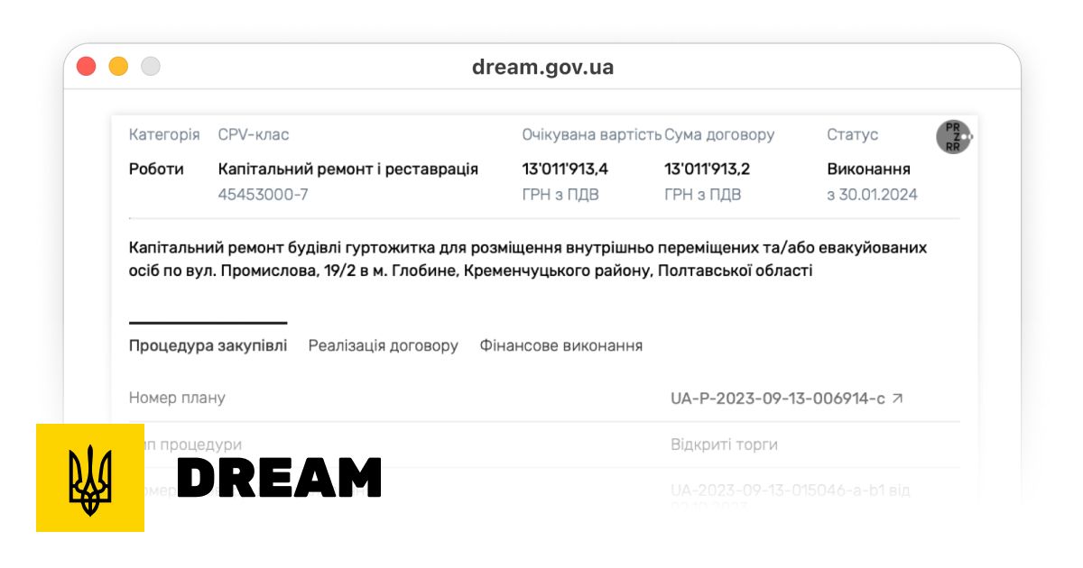 Дані з державної системи електронних закупівель Prozorro тепер інтегровані в систему DREAM